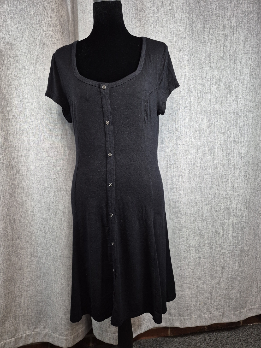 American Eagle Soft & Sexy Black Skater Dress LaceUp Back Rayon Blend Size Large